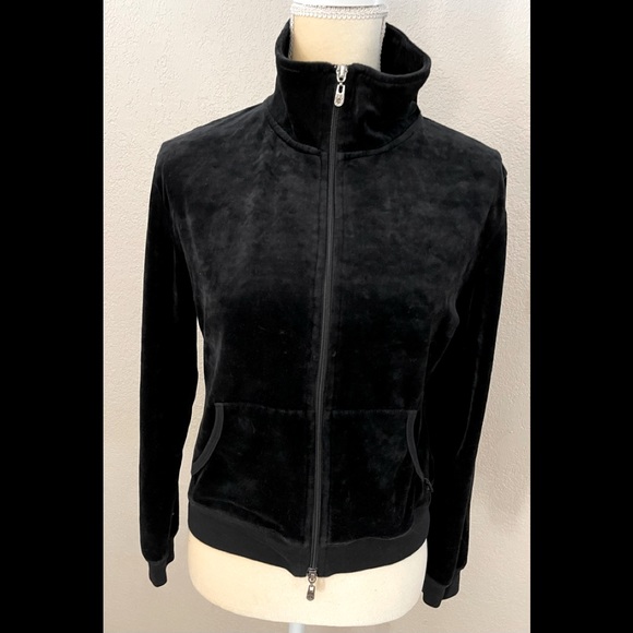 BCBGMaxAzria Black Velour Vintage Track Jacket. - Picture 2 of 9